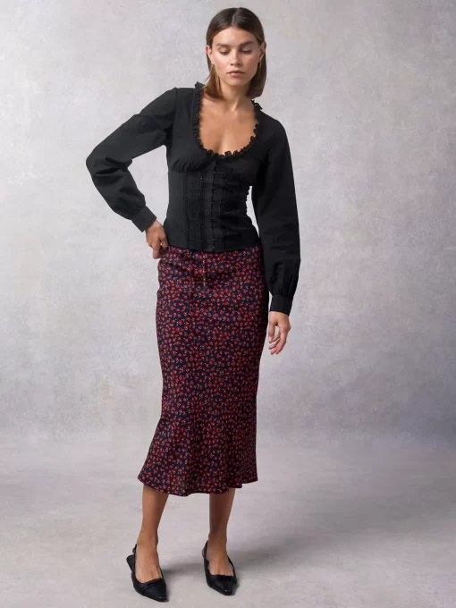 Clothing Rouje | Carina Skirt Dimanche Bucolique Marine