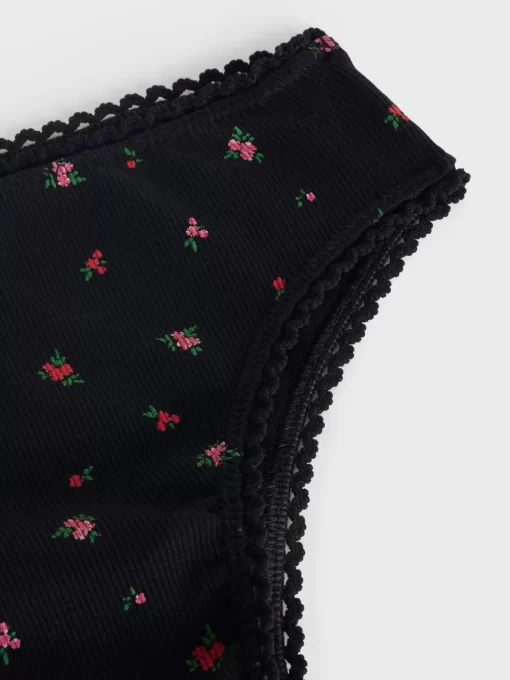 Clothing Rouje | Carmen Panties Mini Fleurs Noir