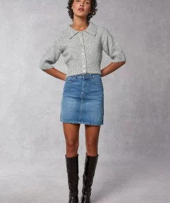 Clothing Rouje | Denise Skirt Indigo Double Stone