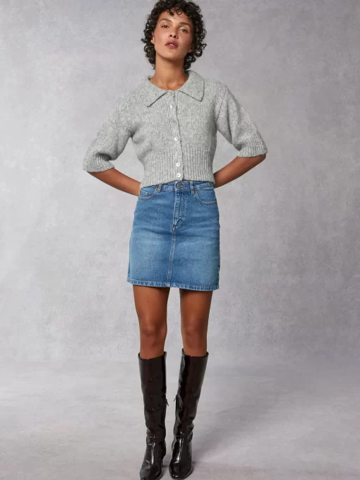 Clothing Rouje | Denise Skirt Indigo Double Stone