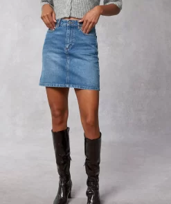 Clothing Rouje | Denise Skirt Indigo Double Stone