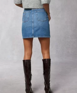 Clothing Rouje | Denise Skirt Indigo Double Stone