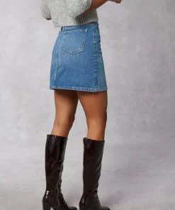 Clothing Rouje | Denise Skirt Indigo Double Stone
