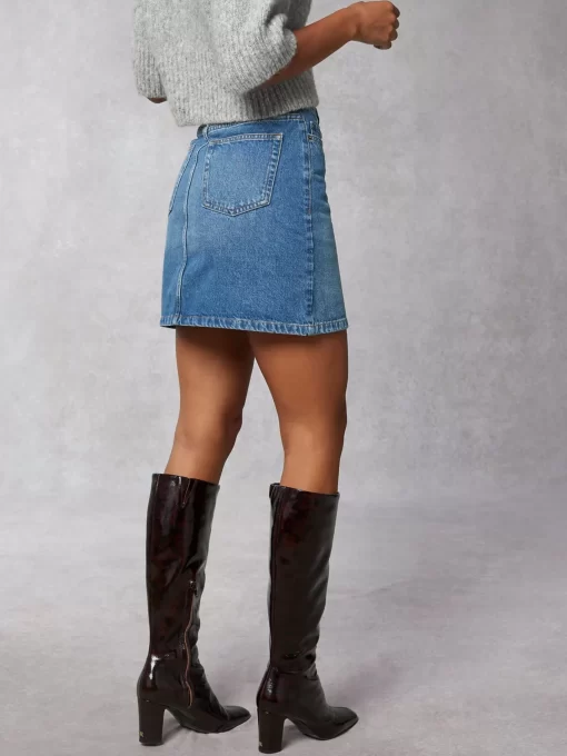 Clothing Rouje | Denise Skirt Indigo Double Stone