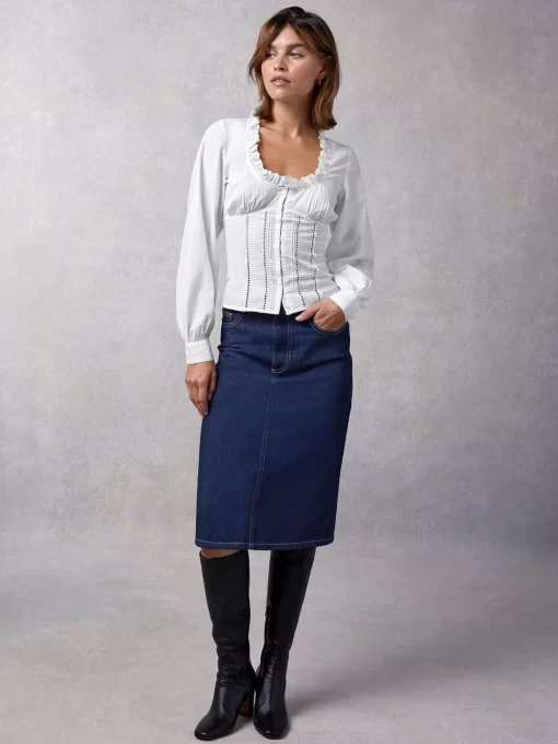 Clothing Rouje | Denitsa Skirt Uni Indigo Rinse