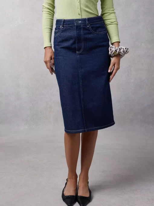 Clothing Rouje | Denitsa Skirt Uni Indigo Rinse
