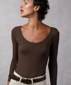 Clothing Rouje | Gio Top Uni Marron Glace