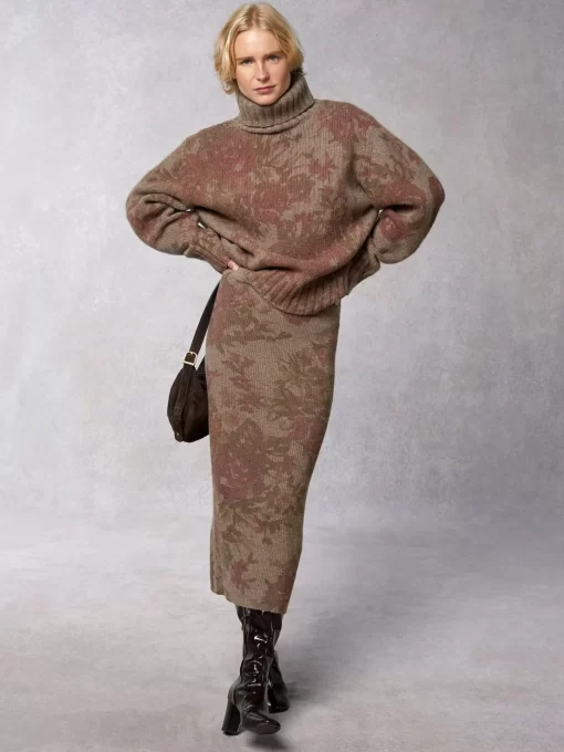 Clothing Rouje | Juliette Skirt Fleurs Taupe