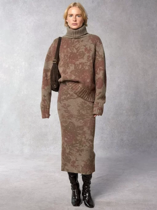 Clothing Rouje | Juliette Skirt Fleurs Taupe