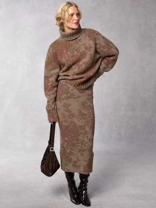 Clothing Rouje | Juliette Skirt Fleurs Taupe