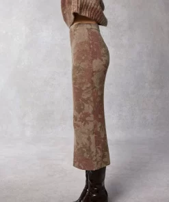 Clothing Rouje | Juliette Skirt Fleurs Taupe