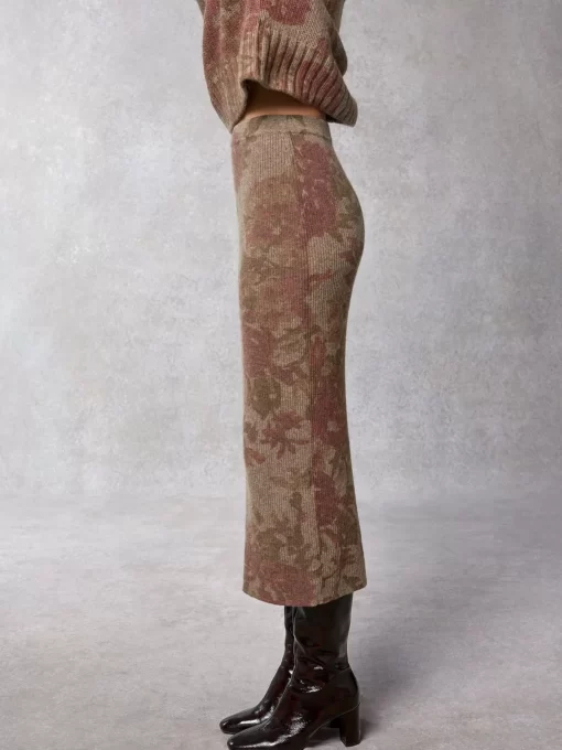 Clothing Rouje | Juliette Skirt Fleurs Taupe