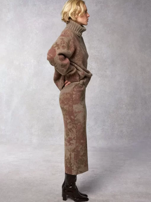 Clothing Rouje | Juliette Skirt Fleurs Taupe