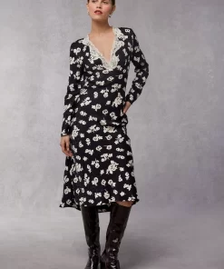 Clothing Rouje | Minette Dress Rose Coquette Black