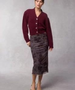 Clothing Rouje | Nona Cardigan Uni Grenat