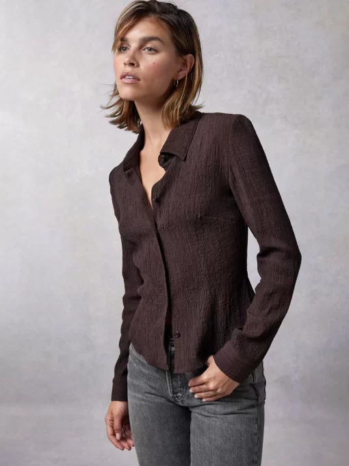 Clothing Rouje | Palmyra Shirt Uni Chocolat