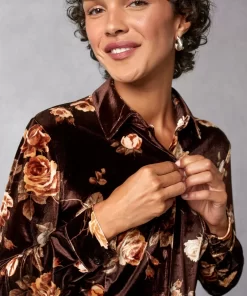 Clothing Rouje | Palmyra Shirt Novembre Fleuris Marron