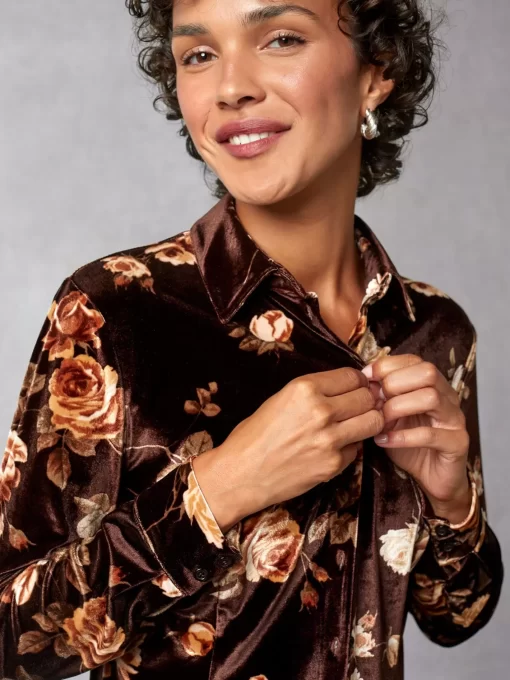 Clothing Rouje | Palmyra Shirt Novembre Fleuris Marron