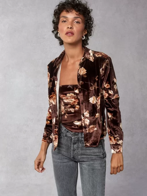 Clothing Rouje | Palmyra Shirt Novembre Fleuris Marron