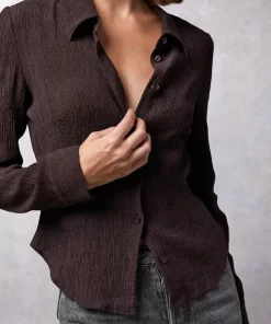 Clothing Rouje | Palmyra Shirt Uni Chocolat