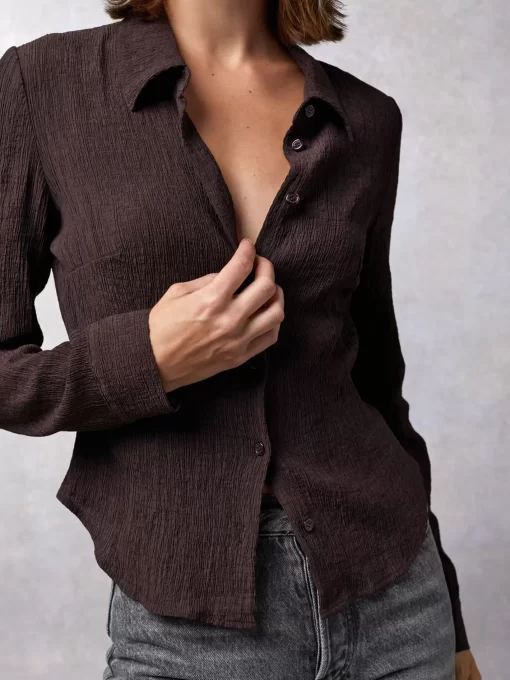 Clothing Rouje | Palmyra Shirt Uni Chocolat