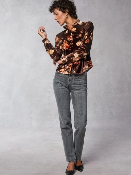 Clothing Rouje | Palmyra Shirt Novembre Fleuris Marron