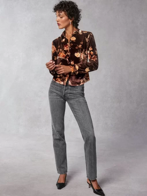 Clothing Rouje | Palmyra Shirt Novembre Fleuris Marron