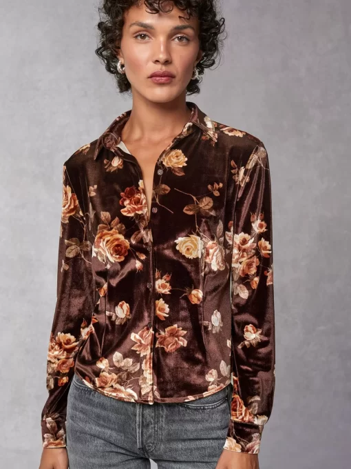 Clothing Rouje | Palmyra Shirt Novembre Fleuris Marron