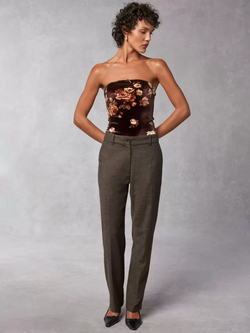Clothing Rouje | Tal Top Novembre Fleuris Marron