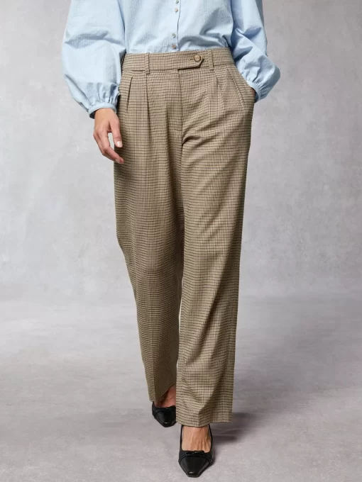Clothing Rouje | Victor Pants Upcycled Mini Carreaux Beige